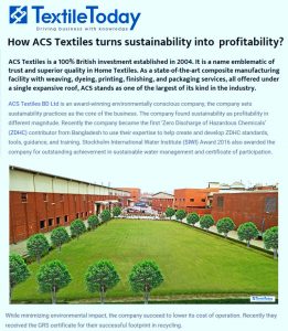 textiletody ( How ACS Textiles turns sustainability into profitability? )